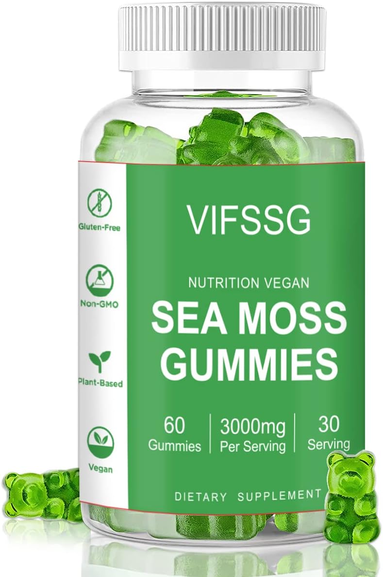 VIFSSG Sea Moss Gummies, 3000mg Irish Seamoss Gummy with Organic Bladderwrack, Burdock Root and Apple Cider Vinegar - 60 Gummies - görsel 1