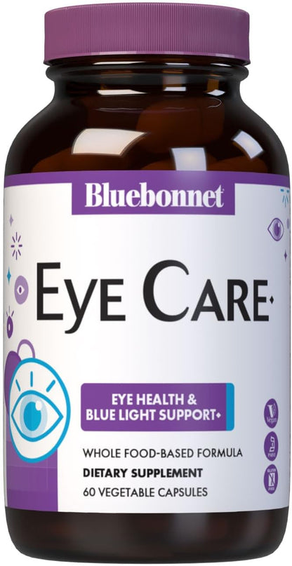 Bluebonnet Nutrition Eye Care Macular & Blue, Eye Health & Blue Light Support, Vegan, Kosher certified, Gluten-free, Dairy-free, 60 Vegetable Capsules, 30 Servings