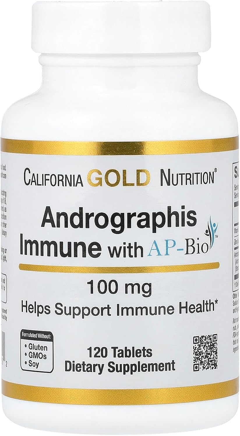 California Gold Nutrition Andrographis Immune Formula with AP-Bio, Vitamin C and Zinc - 120 Tablets - görsel 1