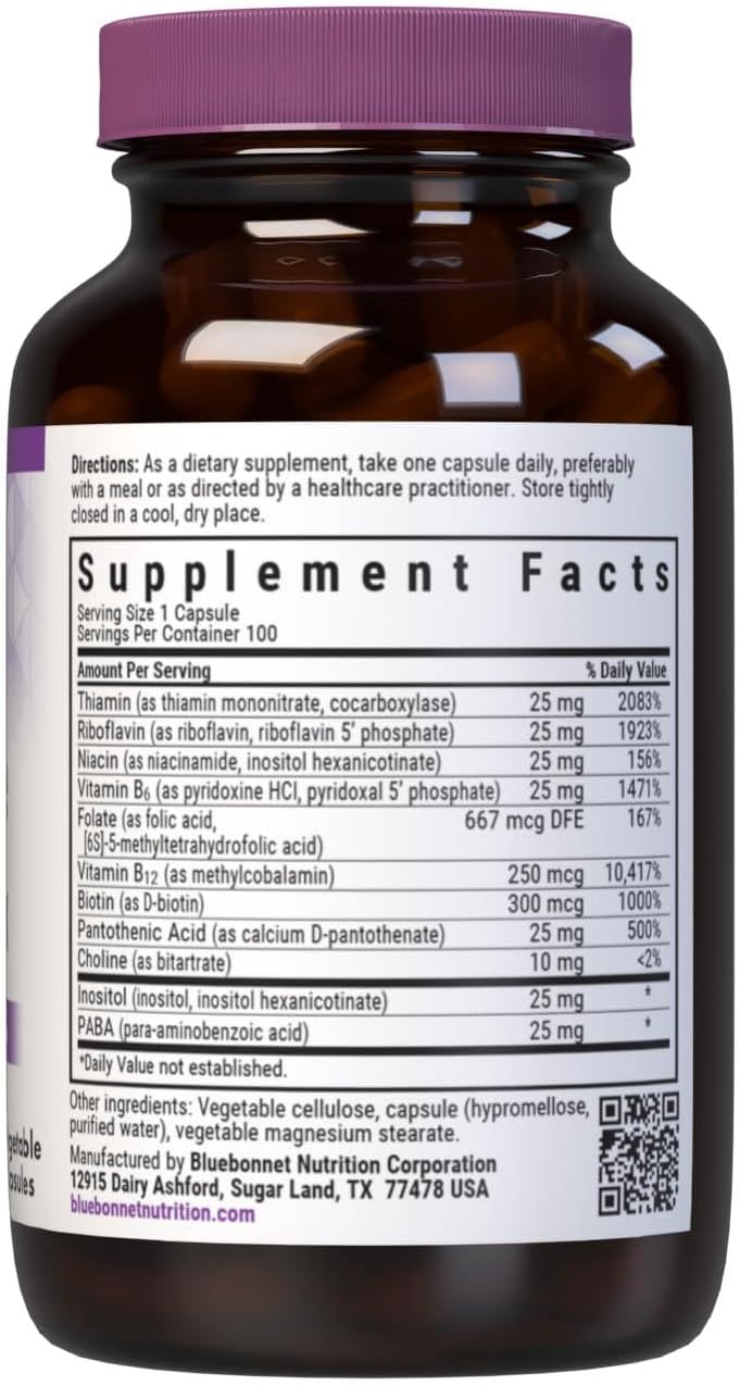 Bluebonnet Nutrition Cellular Active Coenzyme B-Complex – Energy Metabolism & Nervous System Support, Vegan, Kosher, 100 Vegan Capsules - görsel 2