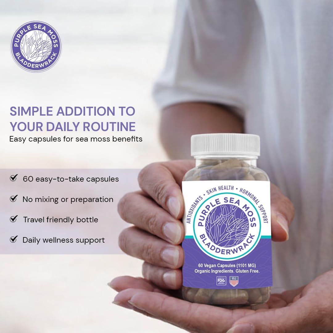 BocaHeal Purple Sea Moss + Bladderwrack Capsules, 2202mg, 60 Capsules - görsel 4