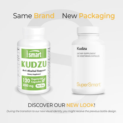 Supersmart Kudzu Extract 500 mg Full Spectrum - Herbal Antioxidant Supplement - Non-GM & Gluten-free - 120 Vegetarian Capsules