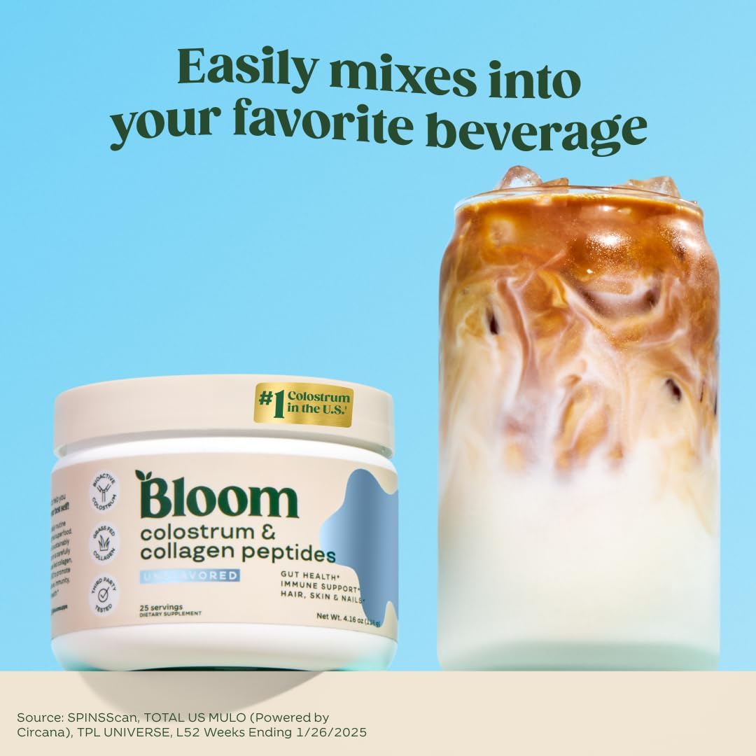 Bloom Nutrition Bovine Colostrum Powder with Vitamin B-12 | Unflavoured, 25 Servings - görsel 2