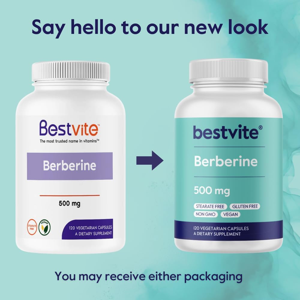 BESTVITE Berberine 500mg, 120 Vegetarian Capsules – Pure Formula, Vegan, Non-GMO - görsel 7