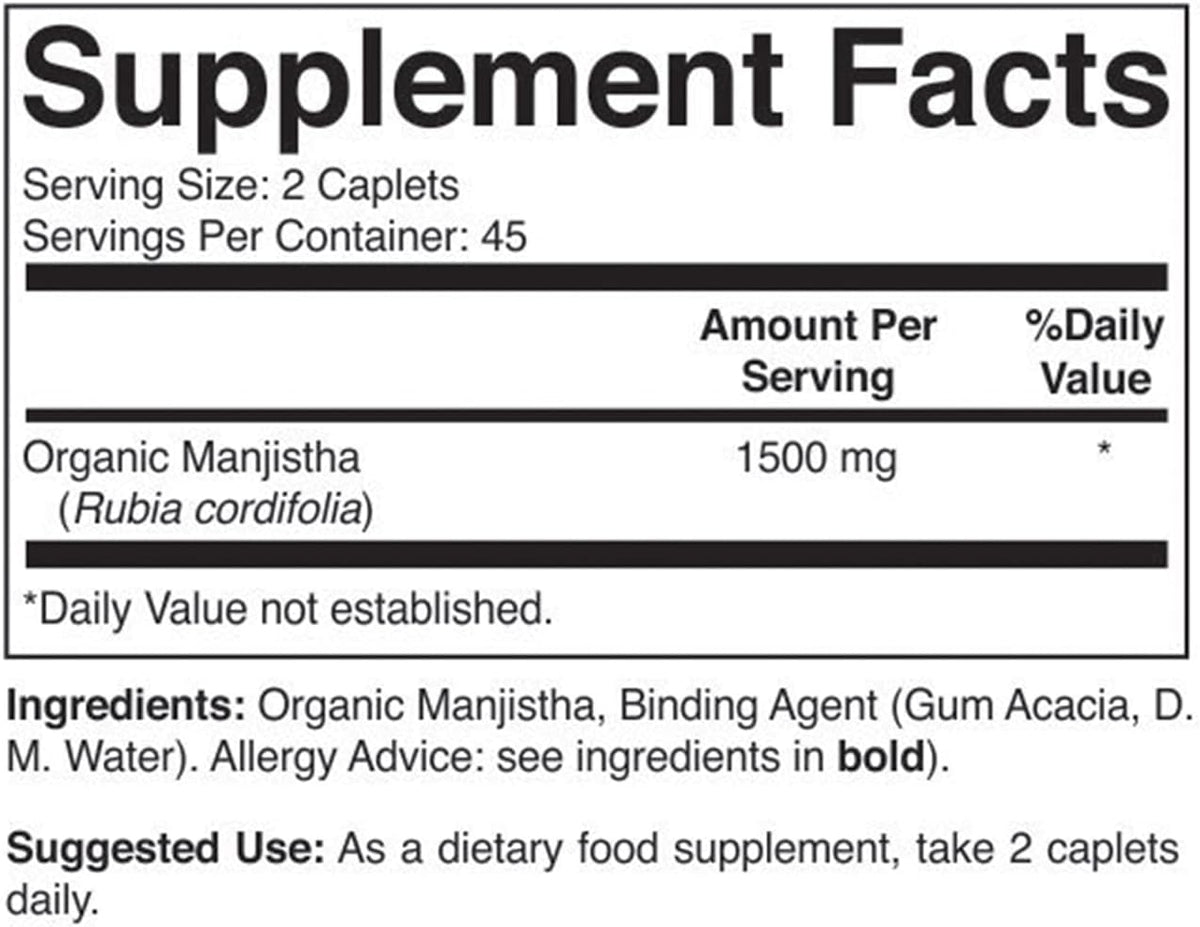Brieofood Organic Manjistha 1500mg - 90 Vegetarian Tablets - görsel 3