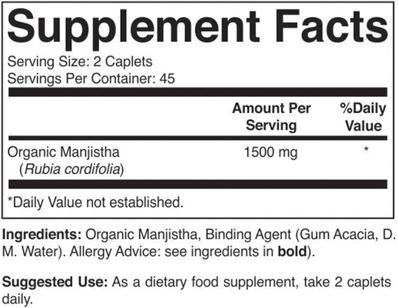 Brieofood Organic Manjistha 1500mg - 90 Vegetarian Tablets - görsel 3