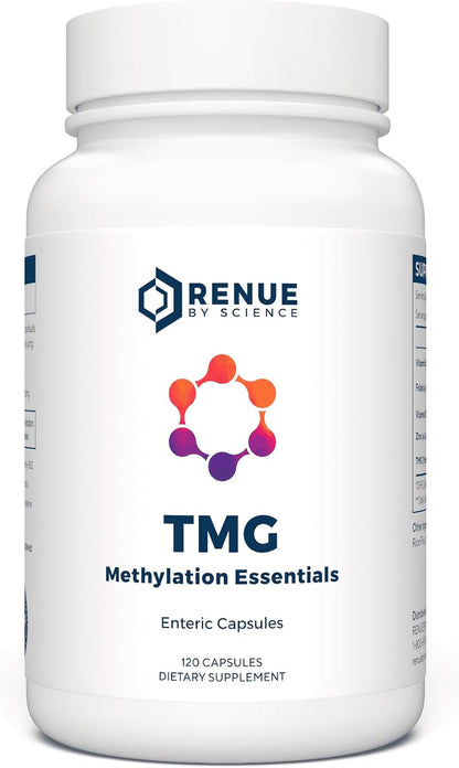 Renue By Science TMG | High Strength TMG Supplement | 120 Trimethylglycine Capsules – 900mg TMG per Serving with Vitamin B12, B6, Folate & Zinc | Made in USA & Third-Party Tested