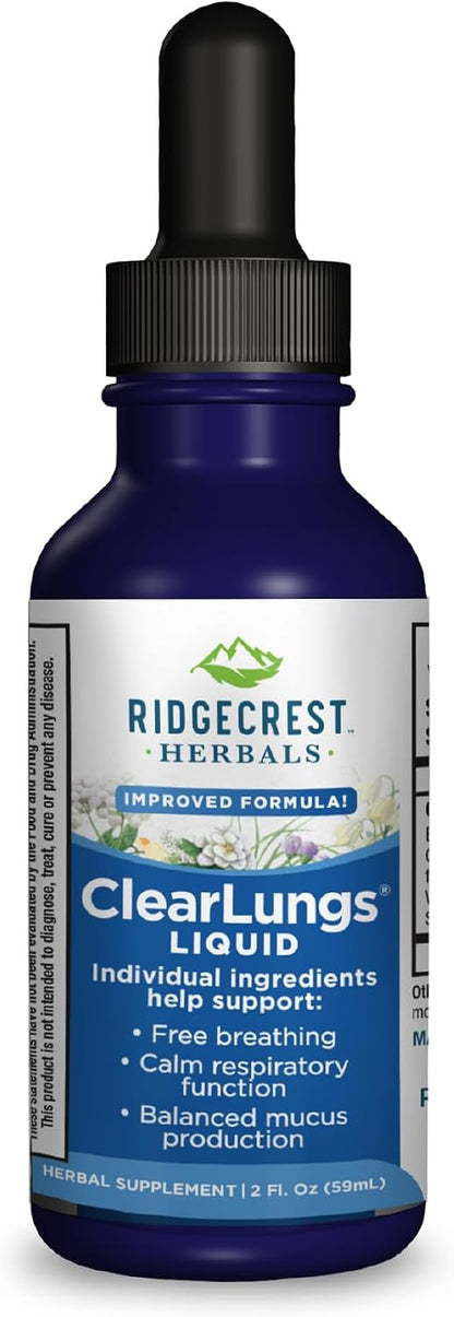 Ridgecrest Herbals ClearLungs Liquid Herbal Supplement, Orange Flavour, 59 ml