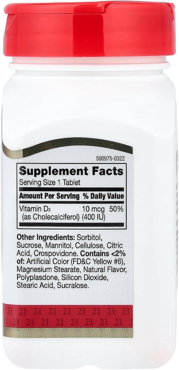 21st Century Chewable Vitamin D3, Orange Flavour, 10 mcg (400 IU), 110 Tablets - görsel 2