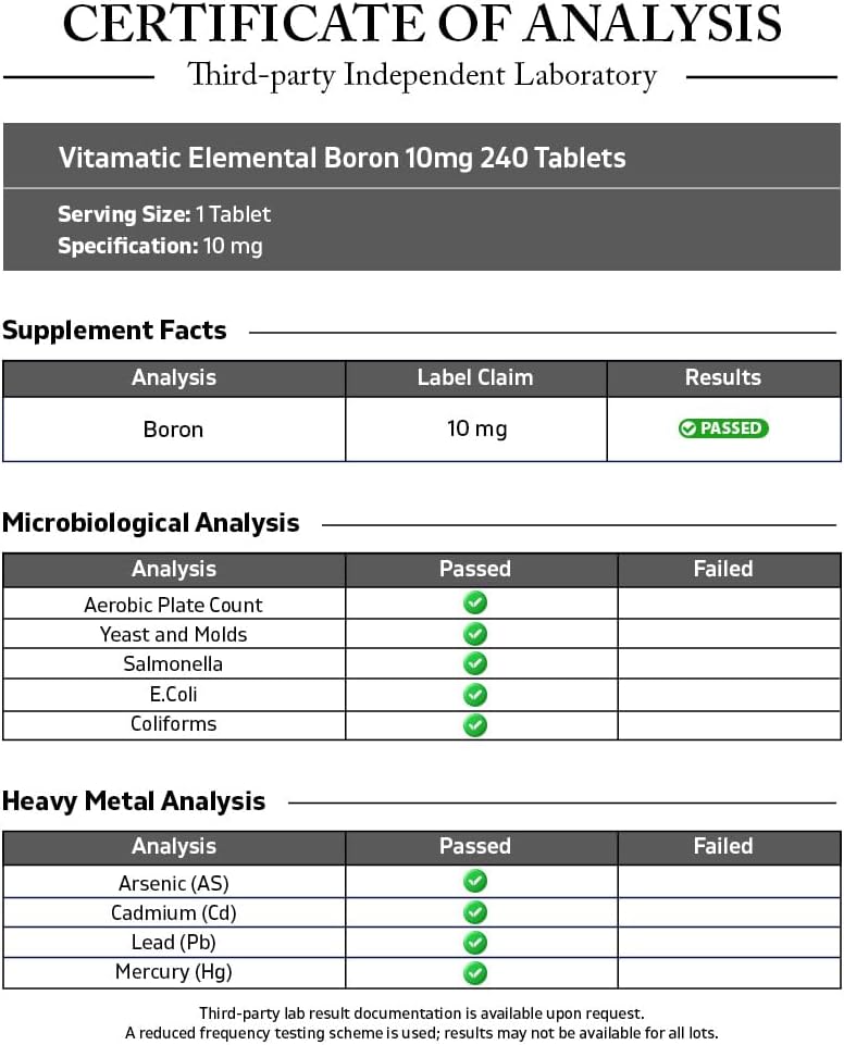 Vitamatic Chelated Boron (as Glycinate) 10mg 240 Tablets - görsel 3