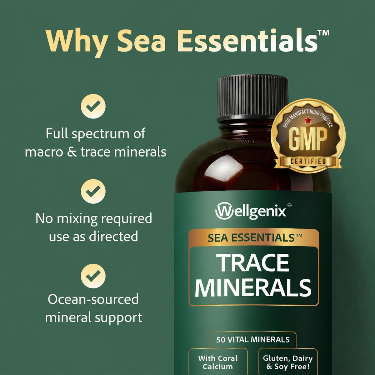 Wellgenix Sea Essentials Liquid Trace Minerals, 6-Pack, 946 ml Each - görsel 3