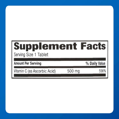 MAJOR Vitamin C-500 mg Ascorbic Acid – Vitamin C Tablets – Food Supplement – 100 Tablets (1 Pack)
