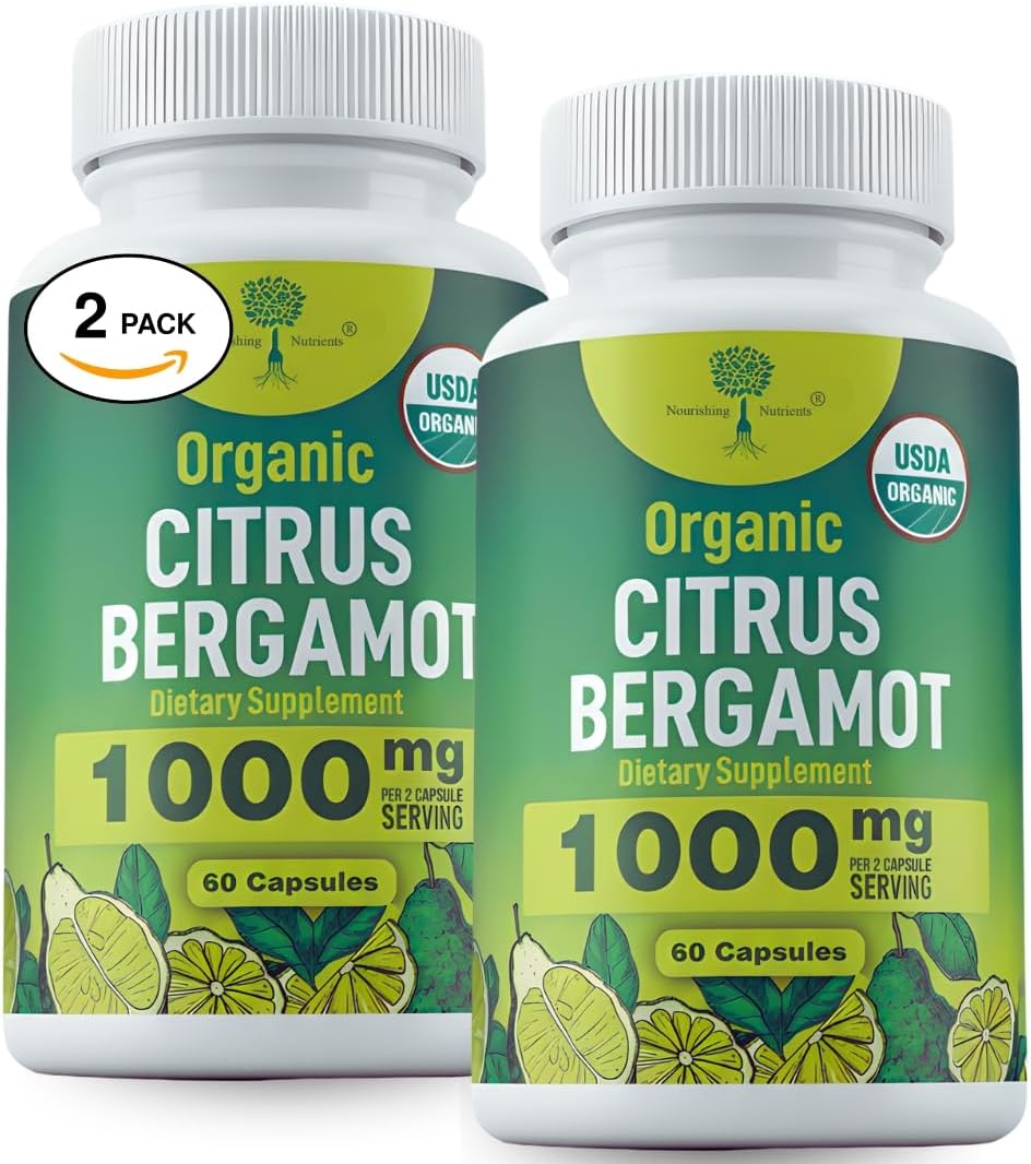 Organic Citrus Bergamot Supplement - USDA Organic, Cardiologist Formulated - 1000mg - 120 Capsules - görsel 1