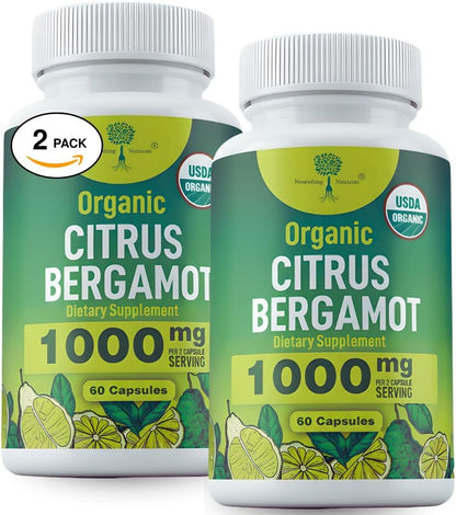 Organic Citrus Bergamot Supplement - USDA Organic, Cardiologist Formulated - 1000mg - 120 Capsules