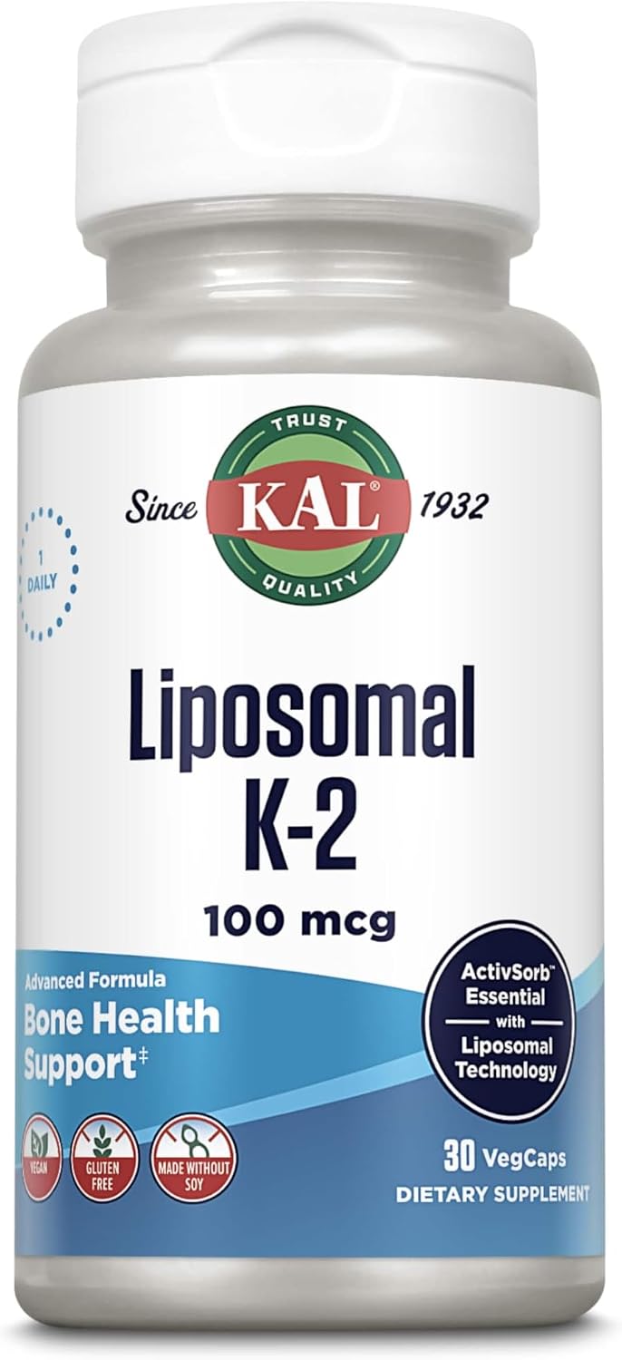 KAL Liposomal Vitamin K2 Supplement with MK7 100 mcg – High Absorption Bone Support, Vegan, 30 Veg Caps - görsel 1