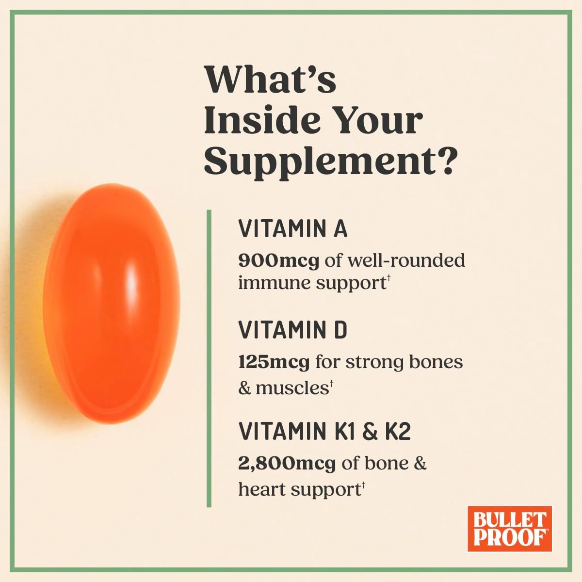 Bulletproof Vitamins A-D-K Soft gel capsule Capsules, 30 Count - görsel 4
