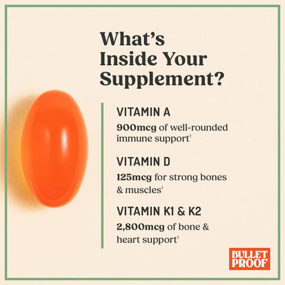 Bulletproof Vitamins A-D-K Soft gel capsule Capsules, 30 Count