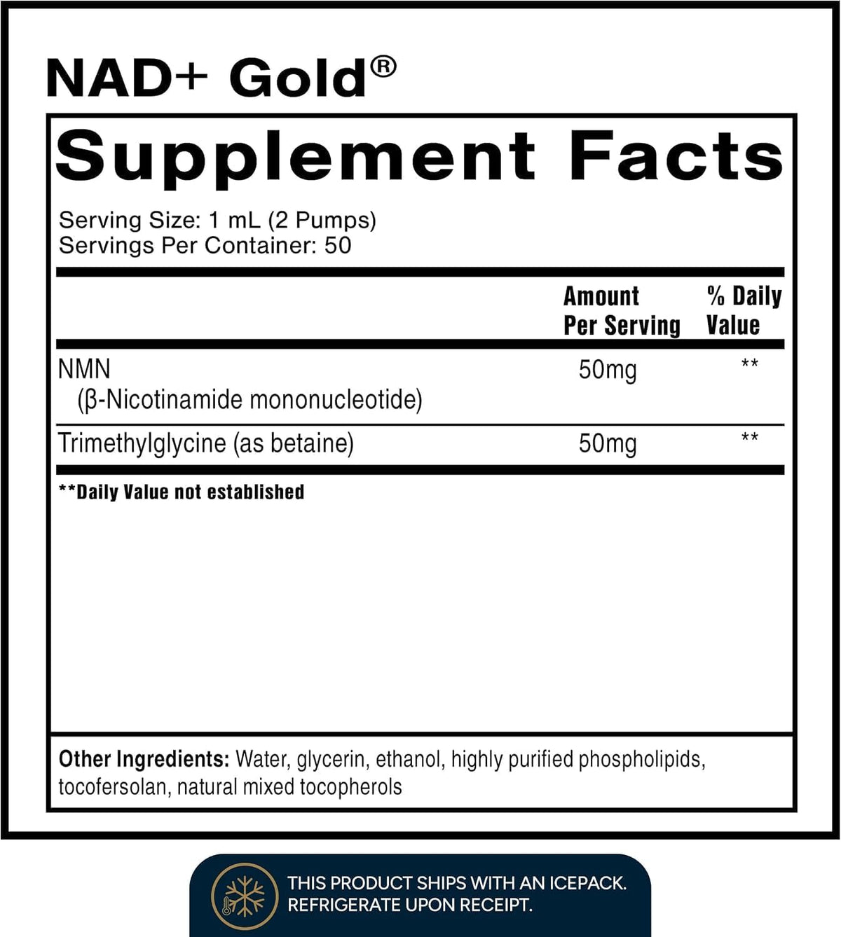 Quicksilver Scientific NAD+ Gold+ 50 ml - görsel 2