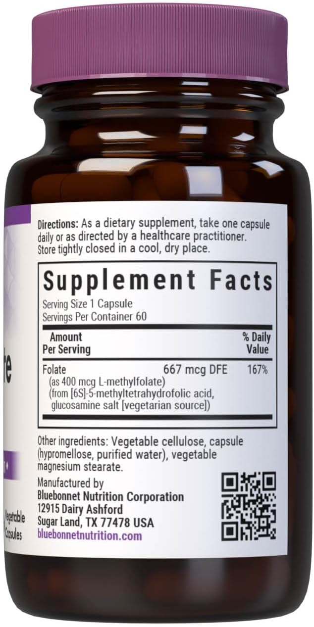 BlueBonnet CellularActive Methylfolate 400 mcg with Quatrefolic – 60 Vegan Capsules - görsel 2