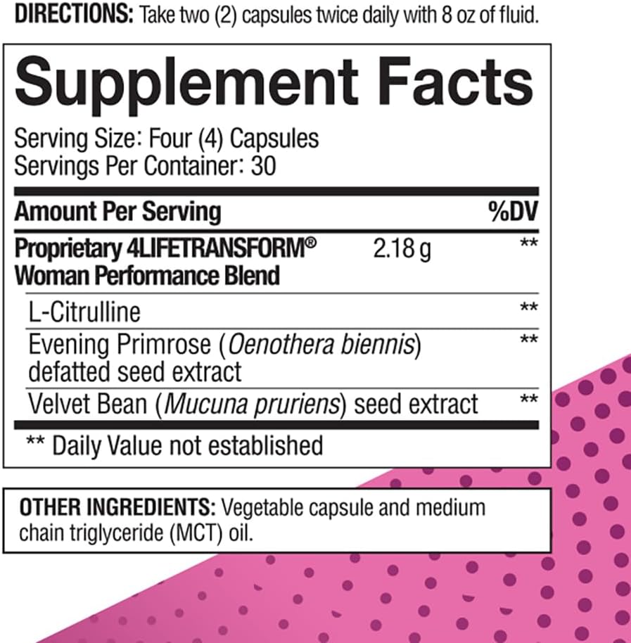 4Life Transform Woman Wellness Support – L-Citrulline, Velvet Bean, Evening Primrose – 120 Veggie Capsules - görsel 6