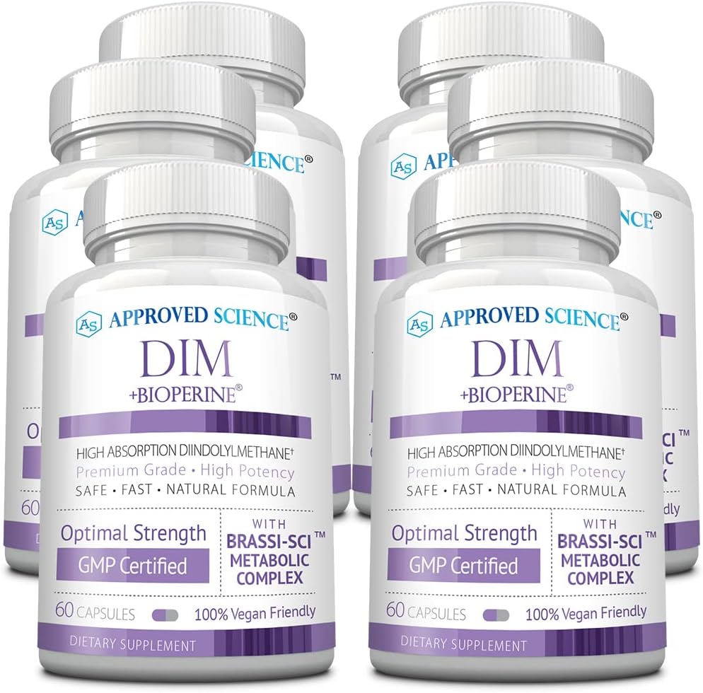 Approved Science DIM - Oestrogen Metabolism Support - DIM, Broccoli Sprout, Mustard Seed, Calcium, BioPerine - Vegan - 360 Capsules - görsel 1