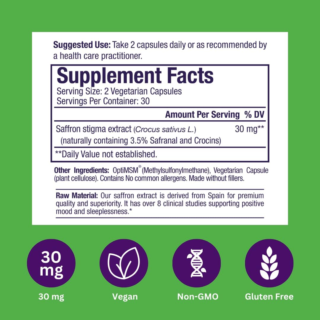 Paradise Herbs Saffr-Tone: Active Whole Spectrum Saffron Extract - Super Potent - Vegan & Non-GMO - 60 Veg Caps - görsel 6