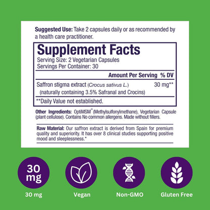Paradise Herbs Saffr-Tone: Active Whole Spectrum Saffron Extract - Super Potent - Vegan & Non-GMO - 60 Veg Caps