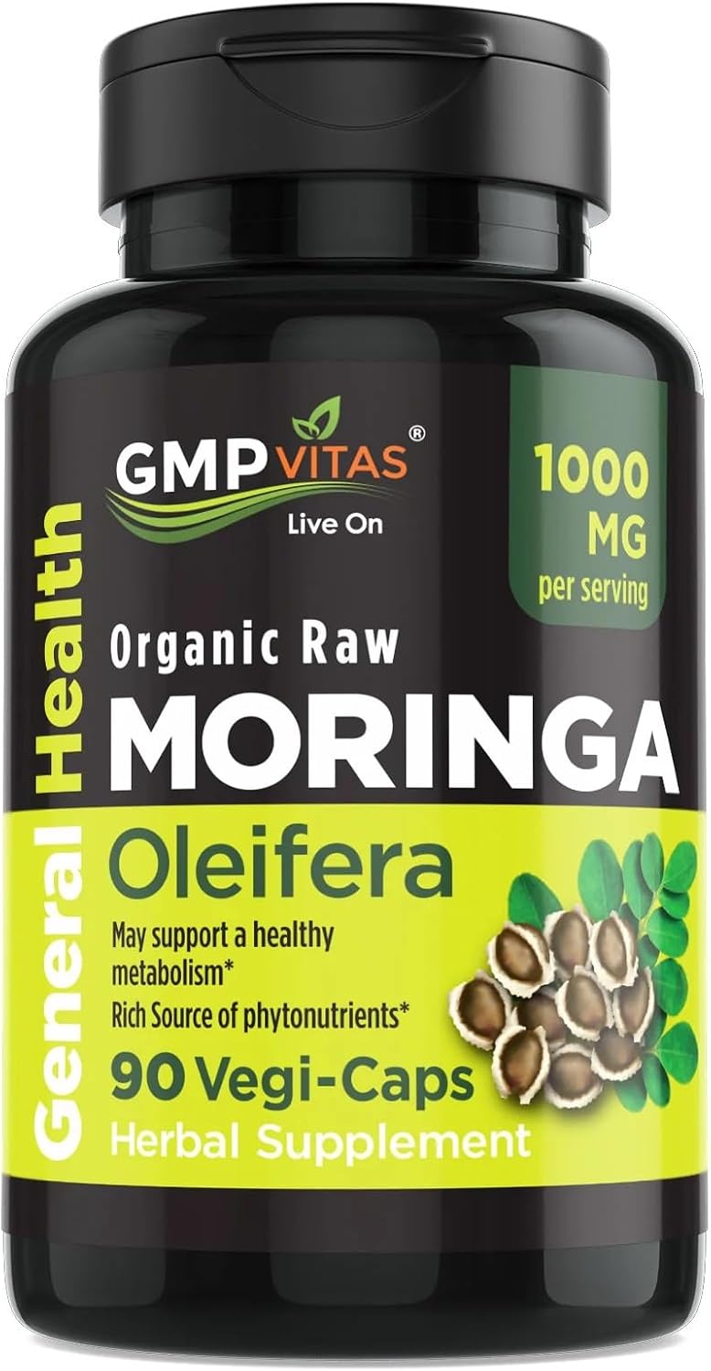 Organic Moringa Capsules 1000mg - Pure Moringa Leaf Food Supplement for Energy, Immune and Skin Support - görsel 1