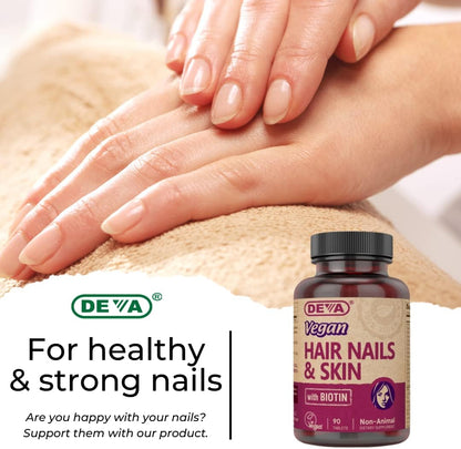 DEVA Vegan Hair, Nails & Skin Vitamins & Minerals with Biotin - 90 Tablets