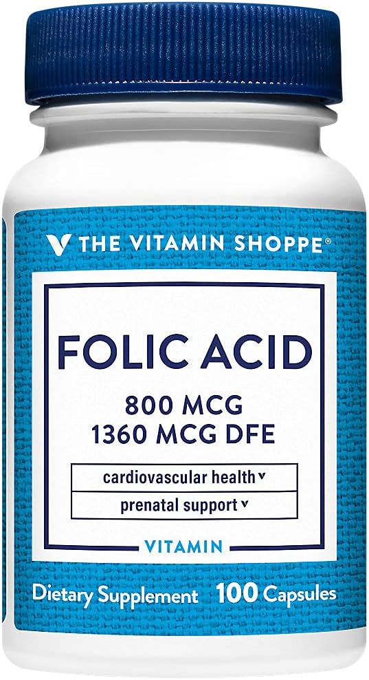 The Vitamin Shoppe Folic Acid 800 mcg, Prenatal Support – 300 Capsules - görsel 4