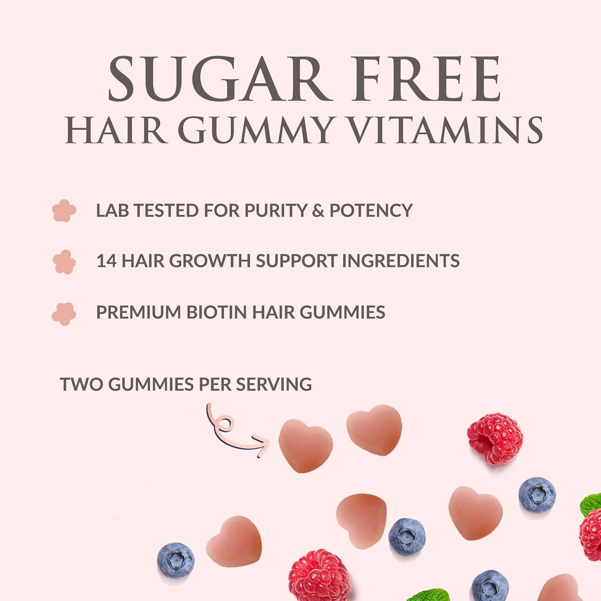 Hair Vitamins Gummies - Sugar Free Hair Support with Biotin 5000 mcg, Vitamins A, C, D, E, B12, Folic Acid for Hair, Skin & Nails - Vegetarian - 60 Gummies - görsel 7