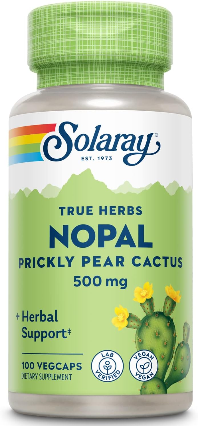 Solaray Nopal Prickly Pear Cactus Capsules, 500 mg per Serving – 100 VegCaps - görsel 1