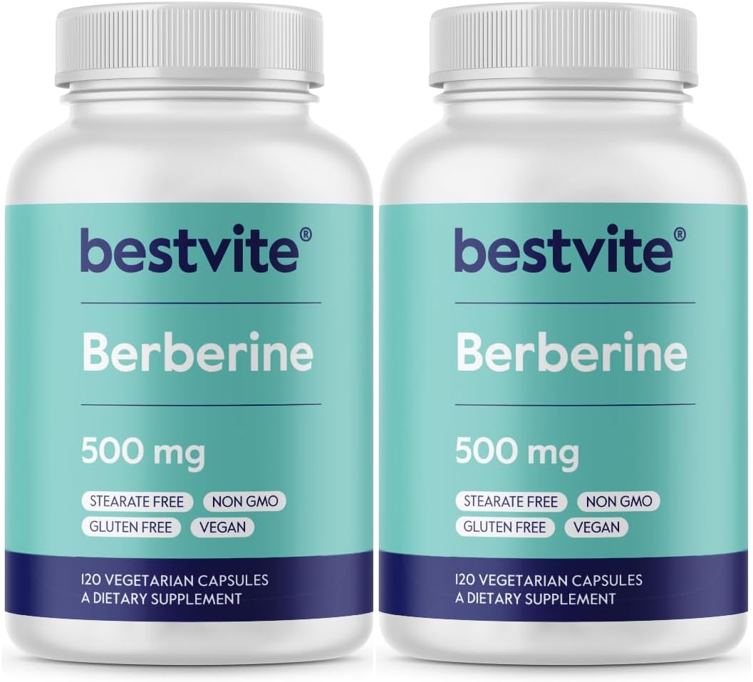 BESTVITE Berberine 500mg (240 Vegetarian Capsules) (2-Pack) – No Fillers, Vegan, Non-GM - görsel 1