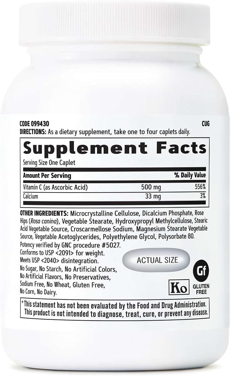 GNC Vitamin C 500mg, Provides Immune Support, 250 Caplets - görsel 2