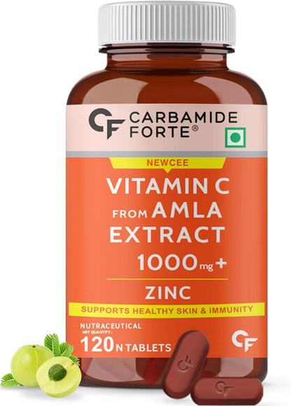 Natural Vitamin C Amla Extract with Zinc - 120 Vegan Tablets