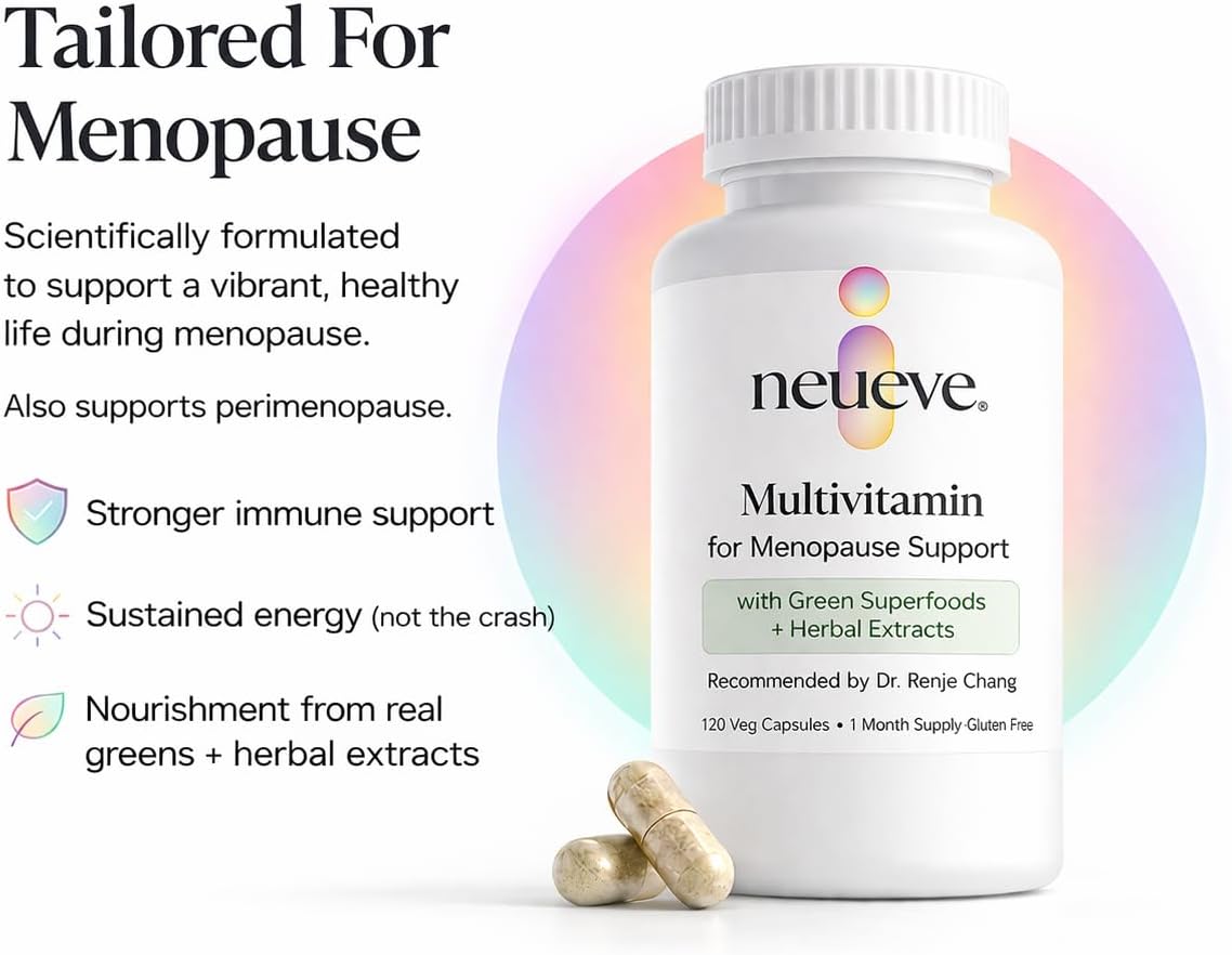 NeuEve Menopause Support Multivitamin for Women, Hormone-Free Daily Multivitamin to Support Whole Body & Intimate Health with Green Superfoods | 30-Day Supply | Vegan Capsules | 120 Capsules - görsel 5