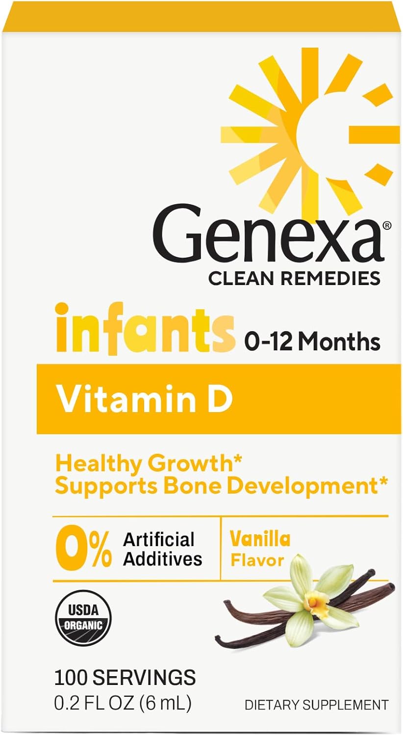 Genexa Infants Vitamin D Liquid Drops – Organic Vanilla, 90 Servings - görsel 1