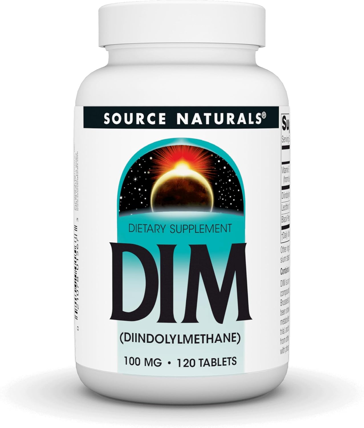 Source Naturals DIM, Diindolylmethane 100mg with BioPerine, Vitamin E & More - 120 Tablets - görsel 1
