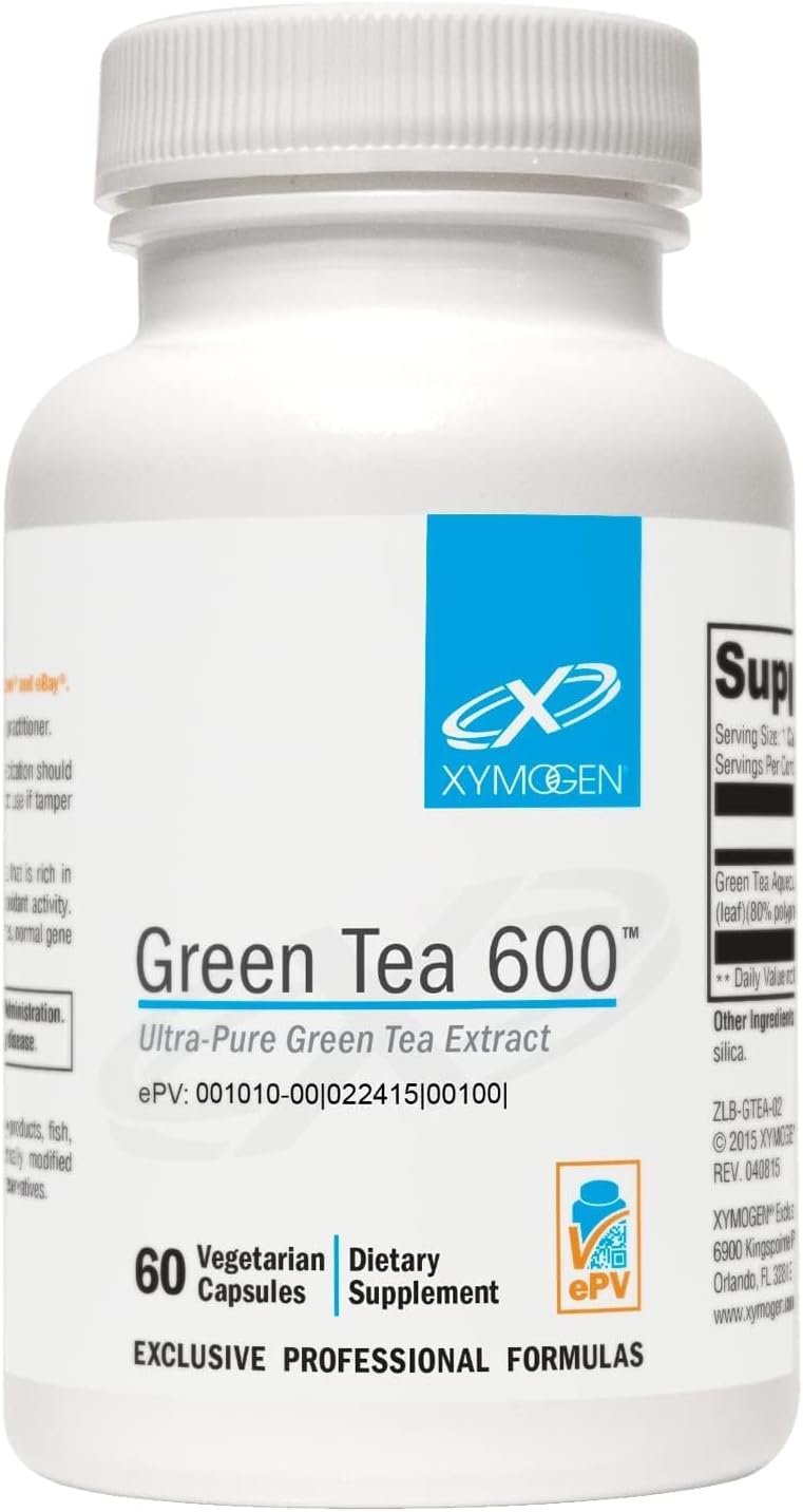 XYMOGEN Green Tea 600 - Antioxidant & Immune Support - 600 mg Green Tea Aqueous Extract - Vegetarian, Gluten-Free & Non-GMO - 60 Capsules - görsel 1