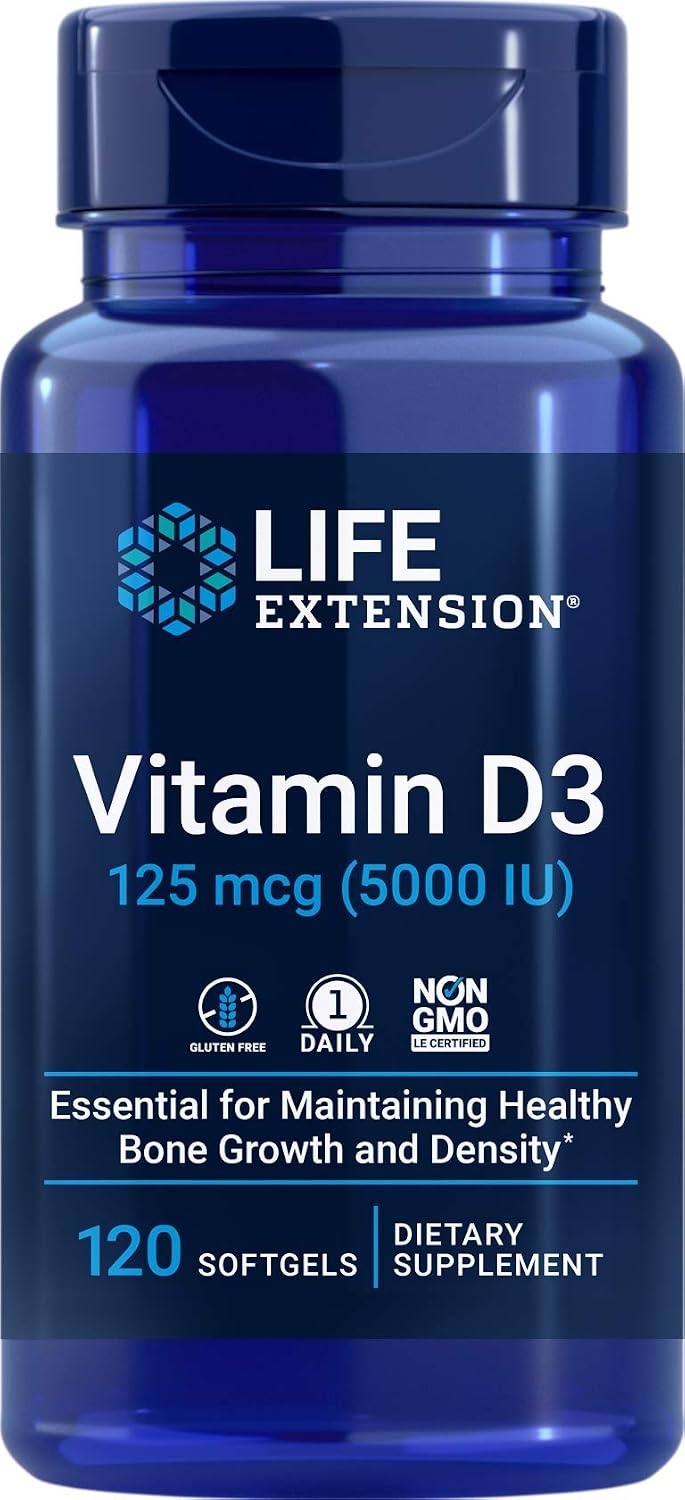 Life Extension Vitamin D3 5000 IU, 120 Softgels, 125mcg - görsel 1