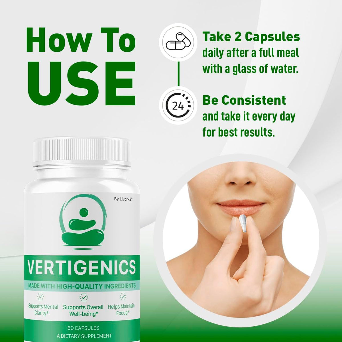Vertigenics Brain Health Support Supplement – All Natural Formula, 60 Capsules - görsel 3