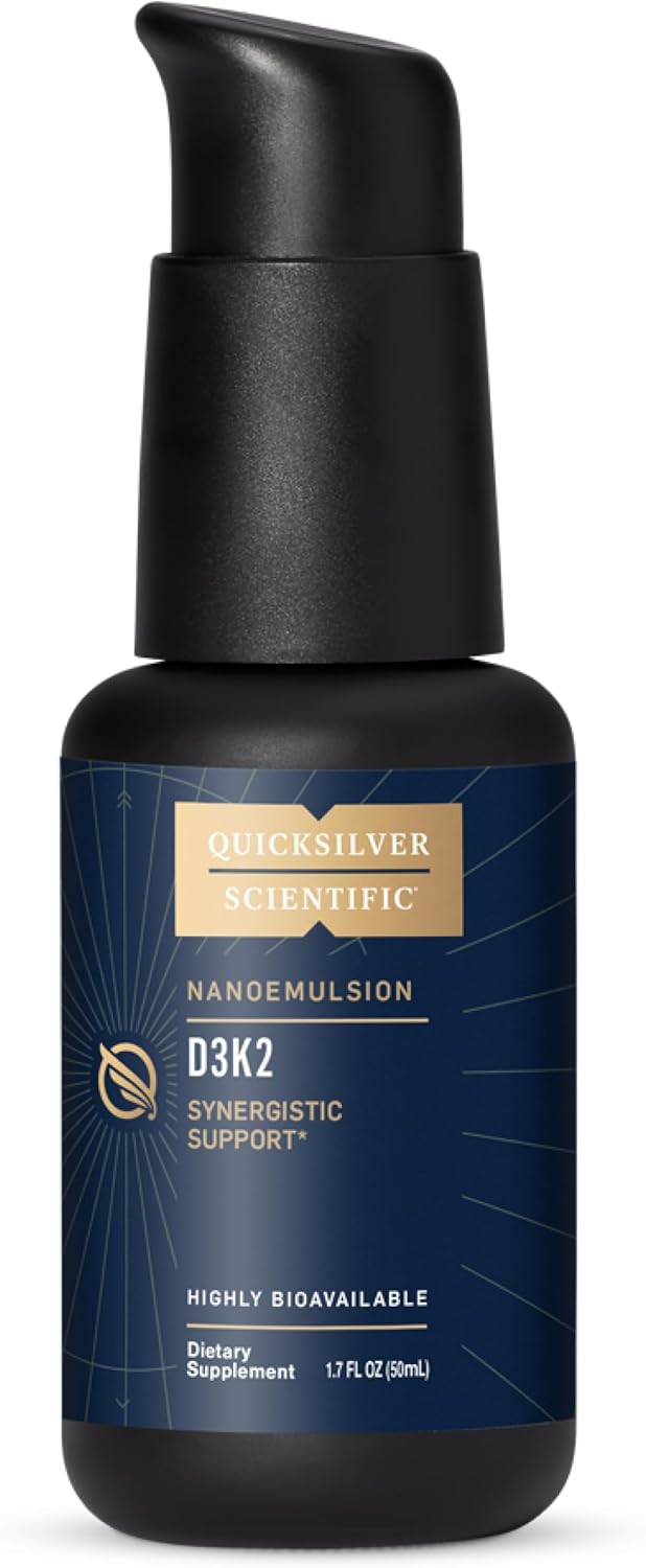 Quicksilver Scientific Nanoemulsified D3K2 - Liquid Vitamin D3 + K2 MK7, 2500 IU D3, 90 mcg K2, 50 ml - görsel 1