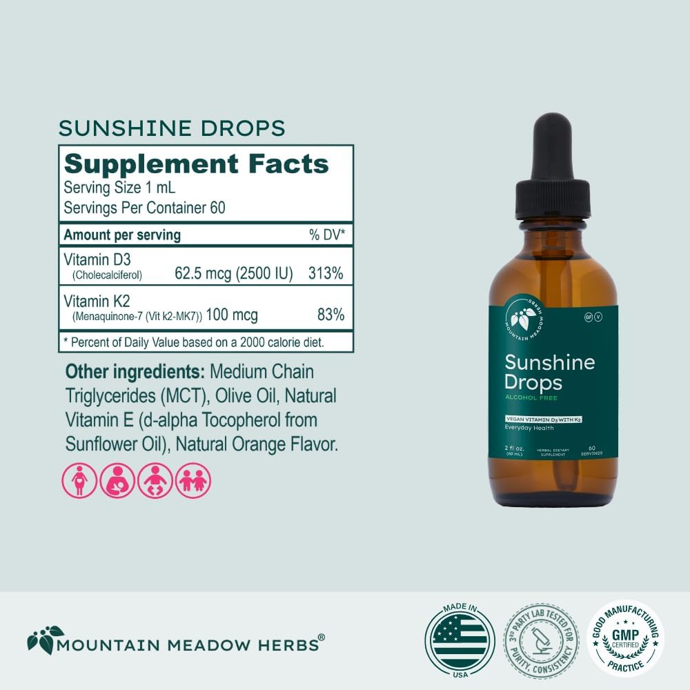 Mountain Meadow Herbs Sunshine Drops – Vegan Vitamin D3 Tincture for Bones & Immune Support (2 oz) - görsel 4