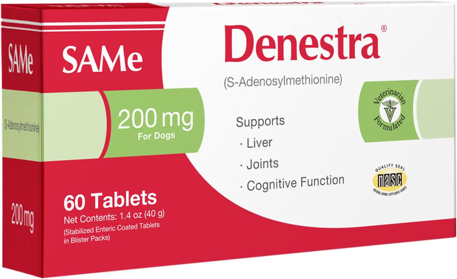 Denestra Same for Dogs – S-Adenosyl-L-Methionine (Same) – Liver, Joint & Cognitive Support for Dogs – Promotes Brain Function & Mobility – Vet-Approved Formula – 200 mg – 60 Tablets - görsel 1