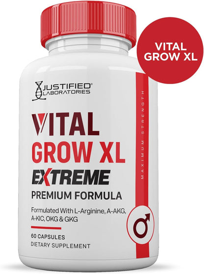 Vital Grow XL Extreme Capsules 1600mg Premium Formula Proprietary Blend for Men's Health - 3 Pack (180 Capsules)