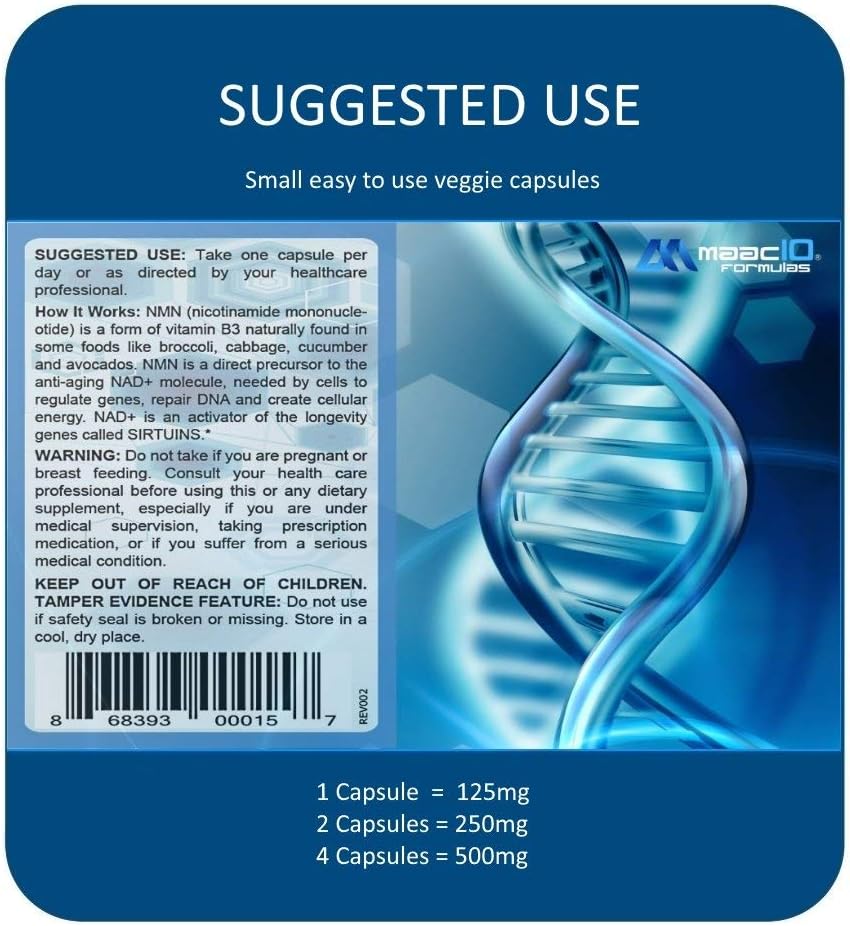MAAC10 NMN 125mg - Nicotinamide Mononucleotide, 90 Capsules - görsel 5