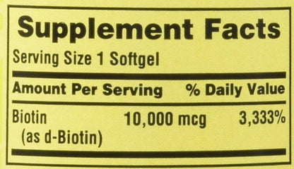 Spring Valley Biotin 10,000 mcg, 120 Softgels (2 Pack)