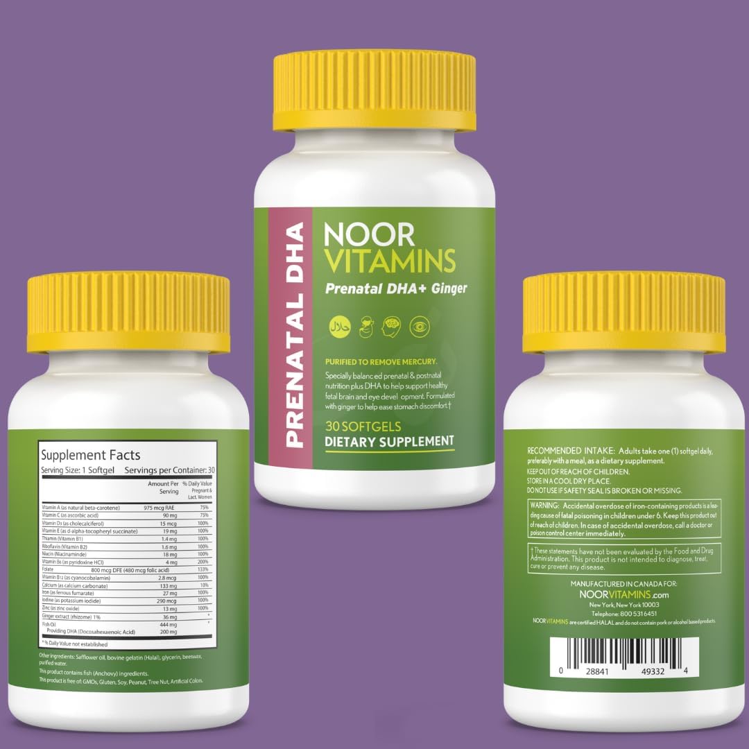 Noor Vitamins Halal Prenatal Vitamins with DHA and Folic Acid - 1 Month Supply - görsel 8