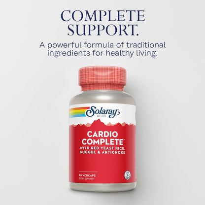 SOLARAY Cardio Complete - Cardiovascular Support Supplement with Red Yeast Rice, Guggul & Artichoke - B Vitamins - 90 VegCaps