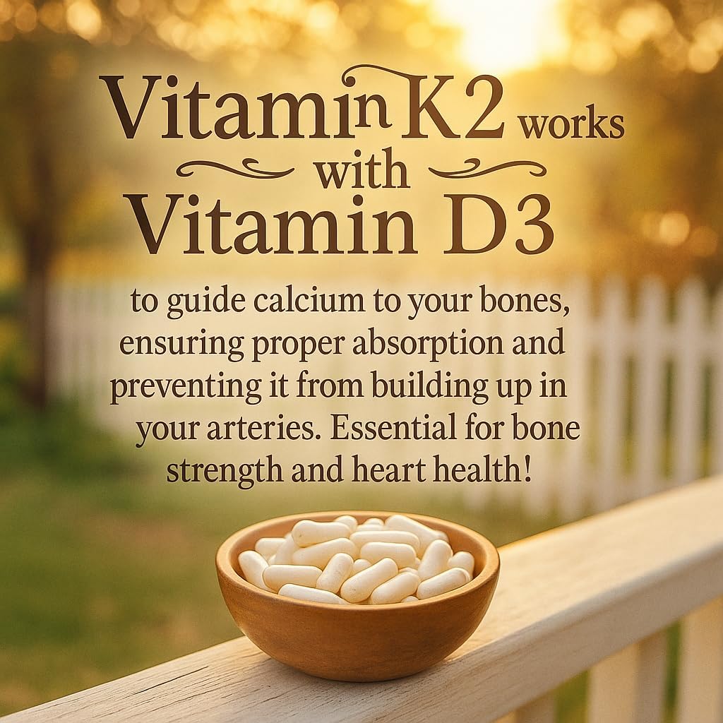 Me First Living Vitamin D3 K2 Food Supplement for Bone & Heart Health, 125 mcg D3 & 100 mcg K2 MK-7, Non-GMO, Easy-to-Swallow Capsules with Calcium - görsel 5